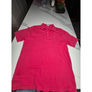 Johnnie-O‎ Mens Polo Shirt XL Short Sleeve Pink Cotton Casual Pocket